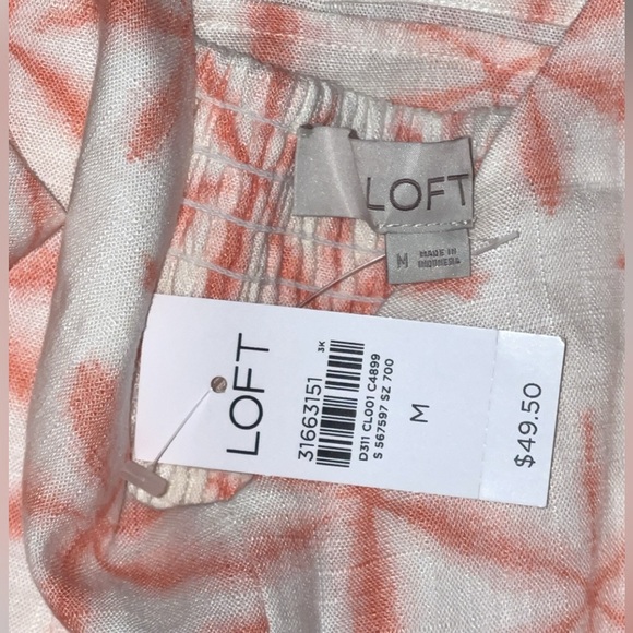NEW Loft M Cream Coral Pink Star Print Tie Dye Peplum Cami - Picture 4 of 5